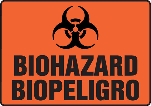 Bilingual Safety Sign: Biohazard 10" x 14" Aluminum 1/Each - SBMBHZ530MVA