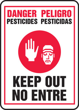 Bilingual Danger Safety Sign: Pesticides - Keep Out 20" x 14" Aluminum 1/Each - SBMCAW004VA