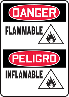 Bilingual OSHA Danger Safety Sign: Flammable 14" x 10" Plastic 1/Each - SBMCHG046VP
