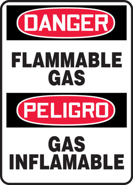 Bilingual OSHA Danger Safety Sign: Flammable Gas 14" x 10" Aluma-Lite 1/Each - SBMCHG049XL