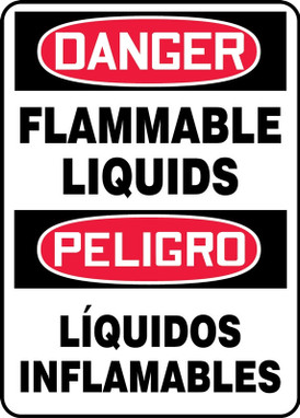 Bilingual OSHA Danger Safety Sign: Flammable Liquids 14" x 10" Aluminum 1/Each - SBMCHG102VA