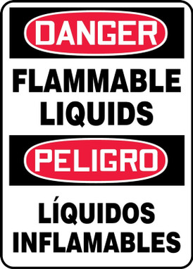 Bilingual OSHA Danger Safety Sign: Flammable Liquids 14" x 10" Aluma-Lite 1/Each - SBMCHG102XL