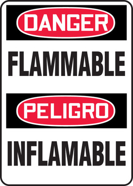 Bilingual OSHA Danger Safety Sign: Flammable 20" x 14" Adhesive Vinyl 1/Each - SBMCHL069VS