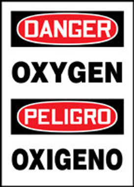 Bilingual OSHA Danger Safety Sign: Oxygen 14" x 10" Dura-Plastic 1/Each - SBMCHL170XT
