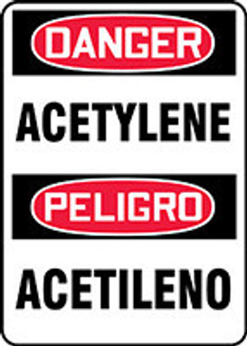 Bilingual OSHA Danger Safety Sign: Acetylene 14" x 10" Dura-Fiberglass 1/Each - SBMCHL174XF