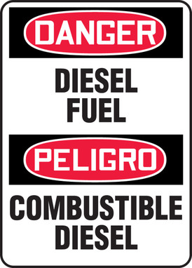 Bilingual OSHA Danger Safety Sign: Diesel Fuel 20" x 14" Adhesive Vinyl 1/Each - SBMCHL211VS