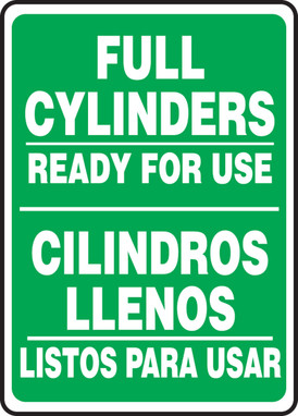 Bilingual Safety Sign: Full Cylinders - Ready For Use 14" x 10" Plastic 1/Each - SBMCPG525VP