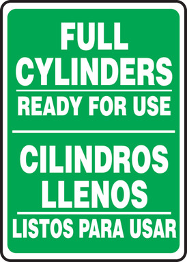 Bilingual Safety Sign: Full Cylinders - Ready For Use 14" x 10" Adhesive Dura-Vinyl 1/Each - SBMCPG525XV