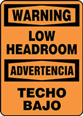 Spanish Bilingual OSHA Warning Safety Sign: Low Headroom 14" x 10" Accu-Shield 1/Each - SBMECR305XP