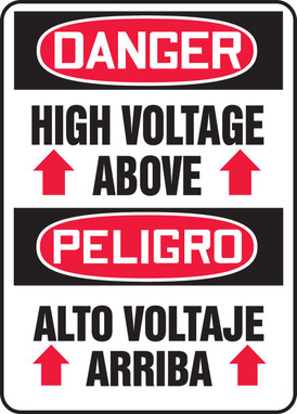 Bilingual OSHA Danger Safety Sign: High Voltage Above 14" x 10" Aluma-Lite 1/Each - SBMELC011XL