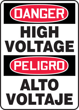 OSHA Danger Bilingual Safety Signs: High Voltage 14" x 10" Dura-Fiberglass 1/Each - SBMELC114XF