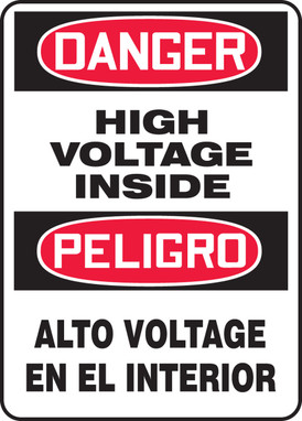 Bilingual OSHA Danger Safety Sign: High Voltage Inside 14" x 10" Aluma-Lite 1/Each - SBMELC156XL