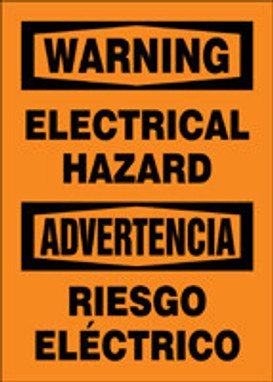 Bilingual OSHA Safety Sign: Electrical Hazard 14" x 10" Plastic 1/Each - SBMELC329VP