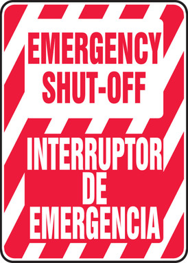 Bilingual Safety Sign: Emergency Shut Off Bilingual - Spanish/English 14" x 10" Dura-Plastic 1/Each - SBMELC518XT