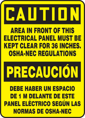 BILINGUAL SAFETY SIGN - SPANISH 14" x 10" Adhesive Dura-Vinyl - SBMELC625XV