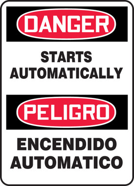 Spanish Bilingual Safety Sign 14" x 10" Adhesive Dura-Vinyl 1/Each - SBMEQM048XV