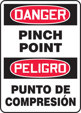 Bilingual OSHA Danger Safety Sign: Pinch Point 14" x 10" Accu-Shield 1/Each - SBMEQM138XP