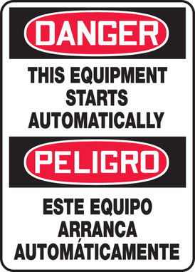 BILINGUAL SAFETY SIGN - SPANISH 14" x 10" Adhesive Vinyl 1/Each - SBMEQM176VS