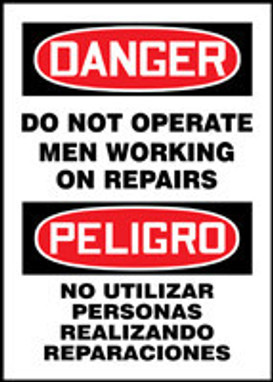 BILINGUAL SAFETY SIGN - SPANISH 20" x 14" Dura-Fiberglass 1/Each - SBMEQM209XF