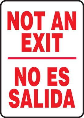 Bilingual Spanish Safety Sign - Not An Exit / No Es Salida 20" x 14" Adhesive Vinyl 1/Each - SBMEXT912VS