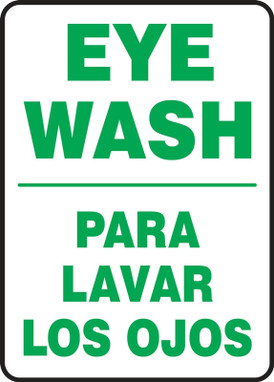 Bilingual Safety Sign: Eye Wash 14" x 10" Plastic 1/Each - SBMFSD423VP