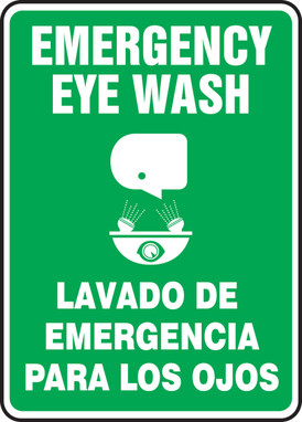 Bilingual Safety Sign: Emergency Eye Wash 14" x 10" Aluma-Lite 1/Each - SBMFSR509XL