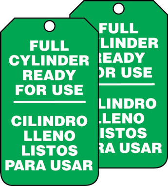 Cylinder Status Bilingual Safety Tag: Full Cylinder Ready For Use PF-Cardstock 5/Pack - SBMGT203CTM