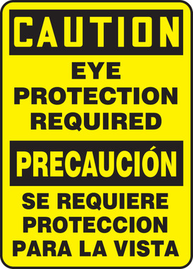 Bilingual Spanish OSHA Caution Safety Sign: Eye Protection Required 20" x 14" Aluma-Lite 1/Each - SBMPPA667XL