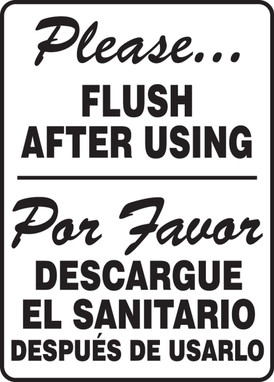 Bilingual Restroom Sign: Please Flush After Using 14" x 10" Plastic 1/Each - SBMRST573VP