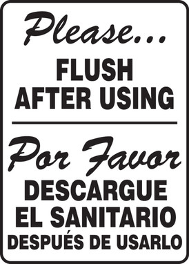 Bilingual Restroom Sign: Please Flush After Using 14" x 10" Dura-Fiberglass 1/Each - SBMRST573XF