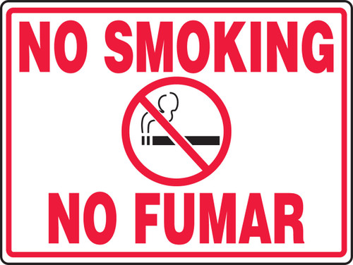 Bilingual Safety Sign: No Smoking 24" x 36" Plastic 1/Each - SBMSMG533VP