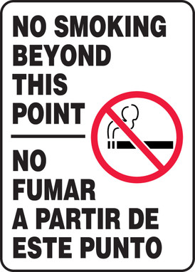 Spanish Bilingual Smoking Control Sign: No Smoking Beyond This Point 14" x 10" Dura-Plastic 1/Each - SBMSMG536XT