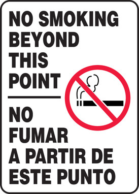 Spanish Bilingual Smoking Control Sign: No Smoking Beyond This Point 14" x 10" Adhesive Dura-Vinyl 1/Each - SBMSMG536XV