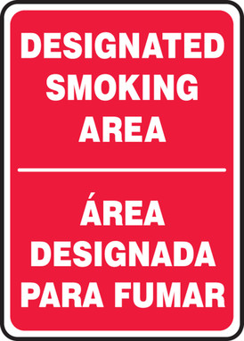 Bilingual Safety Sign: Designated Smoking Area 14" x 10" Aluminum - SBMSMK403VA