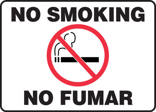 Bilingual Smoking Control Sign: No Smoking - No Fumar 7" x 10" Plastic - SBMSMK427MVP