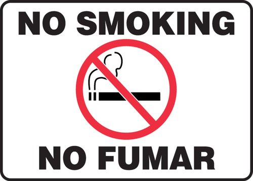 Bilingual Smoking Control Sign: No Smoking - No Fumar 7" x 10" Adhesive Dura-Vinyl - SBMSMK427MXV