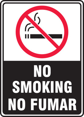 Spanish Bilingual Smoking Control Sign: No Smoking - No Fumar (Black/White) 7" x 5" Aluminum - SBMSMK508VA