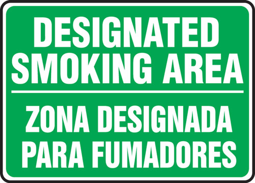 Bilingual Safety Sign: Designated Smoking Area 10" x 14" Aluminum 1/Each - SBMSMK590MVA