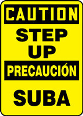 BILINGUAL SAFETY SIGN - SPANISH 14" x 10" Adhesive Vinyl 1/Each - SBMSTF657VS