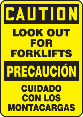 Bilingual OSHA Caution Safety Sign: Look Out For Forklifts 14" x 10" Aluminum 1/Each - SBMVHR661VA