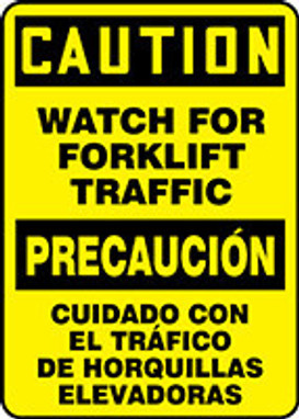 BILINGUAL SAFETY SIGN - SPANISH 20" x 14" Adhesive Vinyl 1/Each - SBMVHR676VS