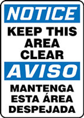 BILINGUAL SAFETY SIGN - SPANISH 20" x 14" Adhesive Vinyl 1/Each - SBMVHR848VS