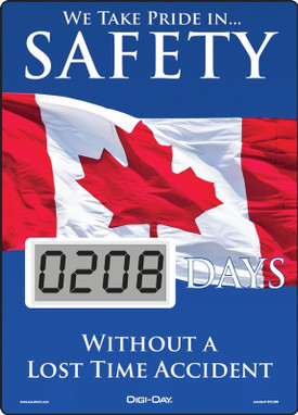 Mini Digi-Day Electronic Scoreboards: We Take Pride In Safety - _ Days Without A Lost Time Accident 14" x 10" 1/Each - SCL208