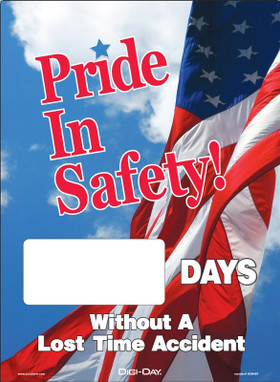 Mini Digi-Day Magnetic Faces: Pride In Safety - _ Days Without A Lost Time Accident 14" x 10" 1/Each - SCN407