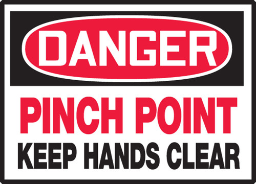 OSHA Danger Safety Label: Pinch Point - Keep Hands Clear Spanish Adhesive Vinyl 3 1/2" x 5" 5/Pack - SHLEQM123VSP
