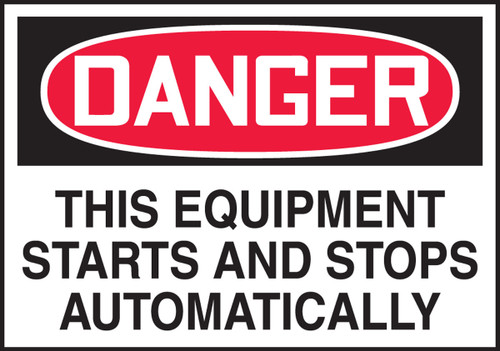 OSHA Danger Equipment Safety Label: The Equipment Starts And Stops Automatically Spanish Adhesive Dura Vinyl 3 1/2" x 5" 1/Each - SHLEQM269XVE