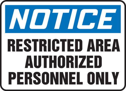 Notice Safety Sign: Restricted Area Authorized Personnel Only Spanish 10" x 14" Aluma-Lite 1/Each - SHMADC808XL