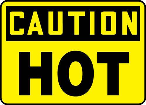 OSHA Caution Safety Sign: Hot Spanish 14" x 20" Adhesive Dura-Vinyl 1/Each - SHMCPG609XV