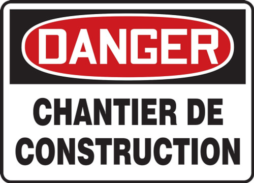 OSHA Danger Safety Sign: Construction Area Spanish 7" x 10" Adhesive Dura-Vinyl 1/Each - SHMCRT127XV
