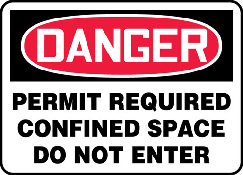 OSHA Danger Safety Sign: Permit Required - Confined Space - Do Not Enter Spanish 10" x 14" Dura-Fiberglass 1/Each - SHMCSP058XF